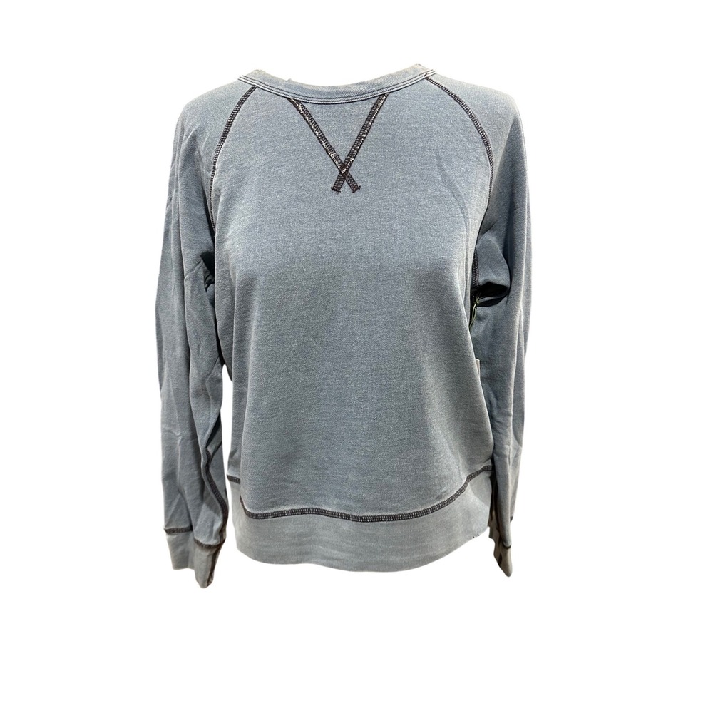AE77 American Eagle Womens Cotton Raglan Sweatshirt‎ Blue 1134-532 Size S NEW